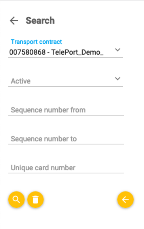 Filter panel Filter panel