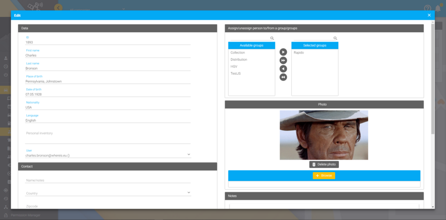 Modify person data Modify person data