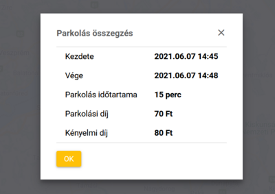 Parkolás adatai Parkolás adatai
